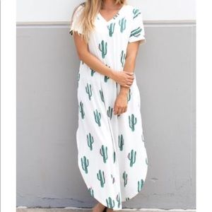 Cactus side slit maxi dress